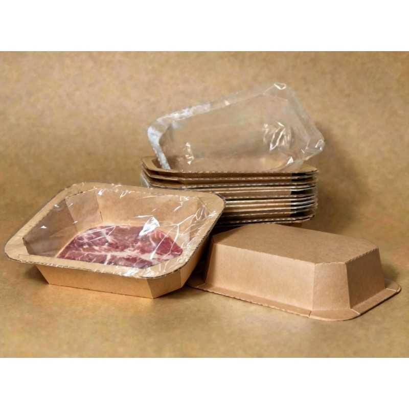 Bandejas de Papel 700 ml EVOH;KHM; color Café; para Termolaminado y Atmósfera Modificada (MAP)