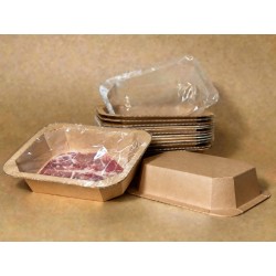 Bandejas de Papel 1300 ml EVOH;KHM; color Café; para Termolaminado y Atmósfera Modificada (MAP)