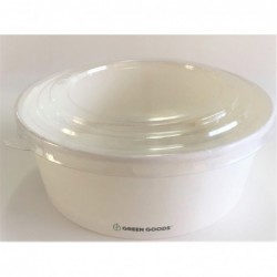 Bowl Kraft Blanco 500 ml (17 oz) con Tapa PET Transparente