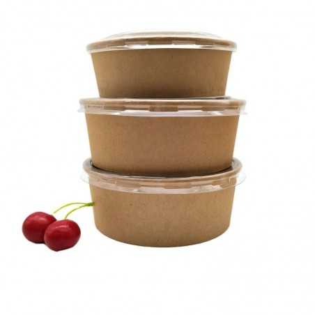 Ciotole Insalata Kraft 750 Ml Con Coperchi - 50 Pezzi + 50 Coperchi