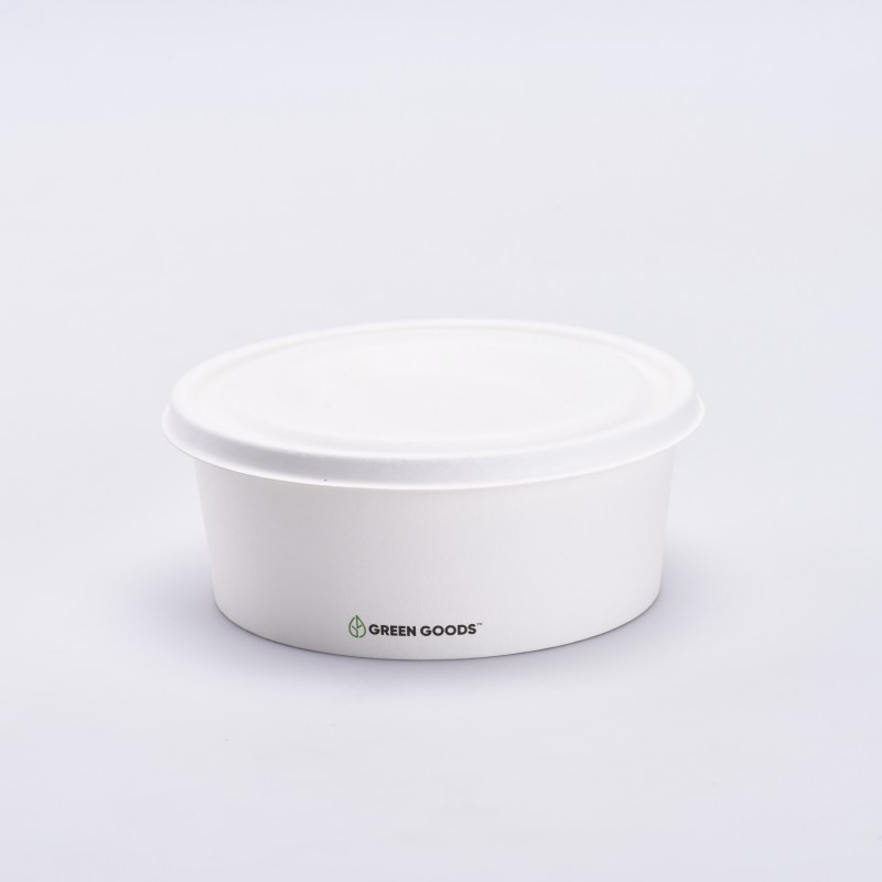 Bowl 750 ml PLA (sin plástico) y tapa de Caña de Azúcar.