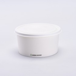 Bowl 1000 ml de PLA (sin plástico) y tapa de Caña de Azúcar. 100% Compostable