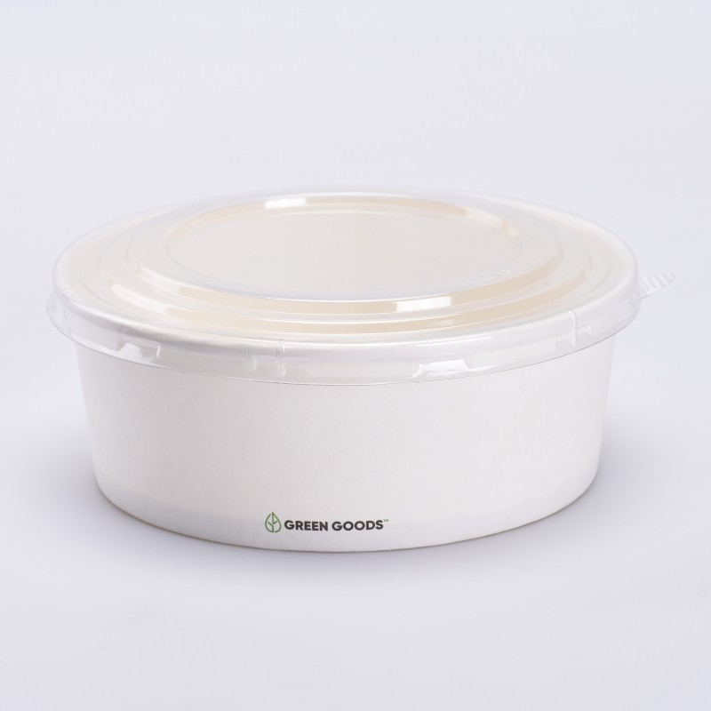 Bowl 1300 ml, de celulosa con PLA (Sin plástico). Blanco. Bowl 1300 ml, de celulosa con PLA (Sin plástico). Blanco.
