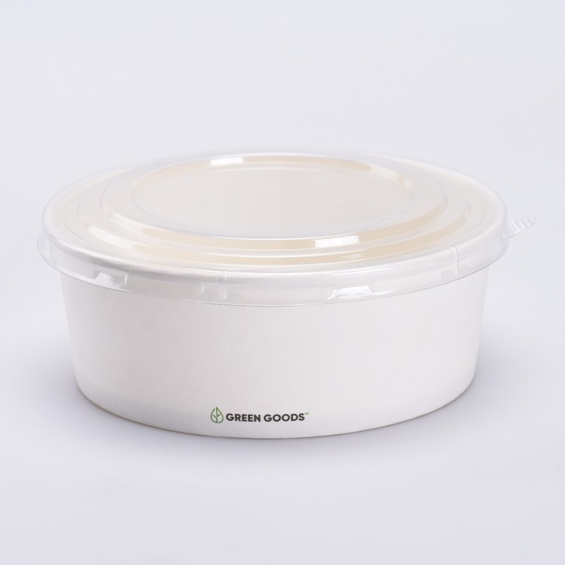 Bowl 1300 ml, de celulosa con PLA (Sin plástico). Blanco.