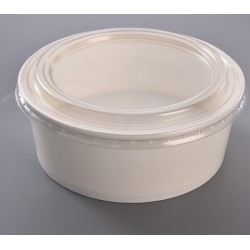 Bowl Kraft Blanco 1300 ml (44 oz) con Tapa PET Transparente