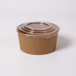 Bowl Kraft 1000 ml (34 oz) con Tapa PET Transparente