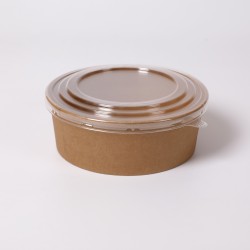 Bowl Kraft 1300 ml (44 oz) con Tapa PET Transparente