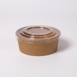 Bowl Kraft 750 ml (25 oz) con Tapa PET Transparente